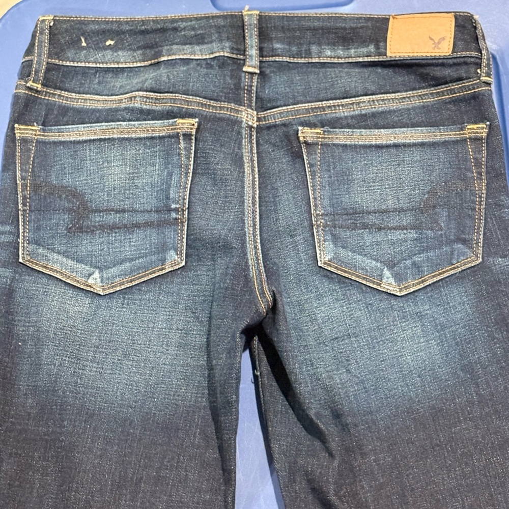American Eagle Outfitters Dark Blue Skinny Kick Jeans - Picture 3 of 4